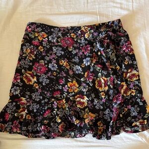 Wild Fable Black Floral Mini Skirt